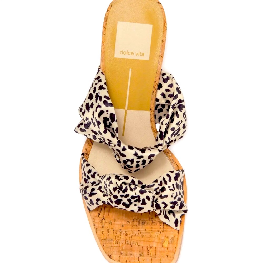 Dolce Vita Nude Animal Print Leopard Knotted Slip On Espadrilles Sandals